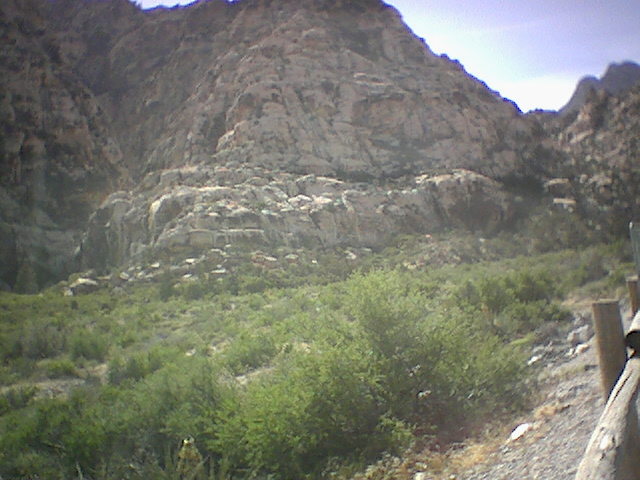 Yay! Mountain, green stuff, AND fence post!