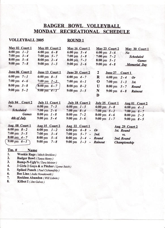 2005 Revised Vball Schedule