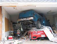 truck ferrari garage crash
